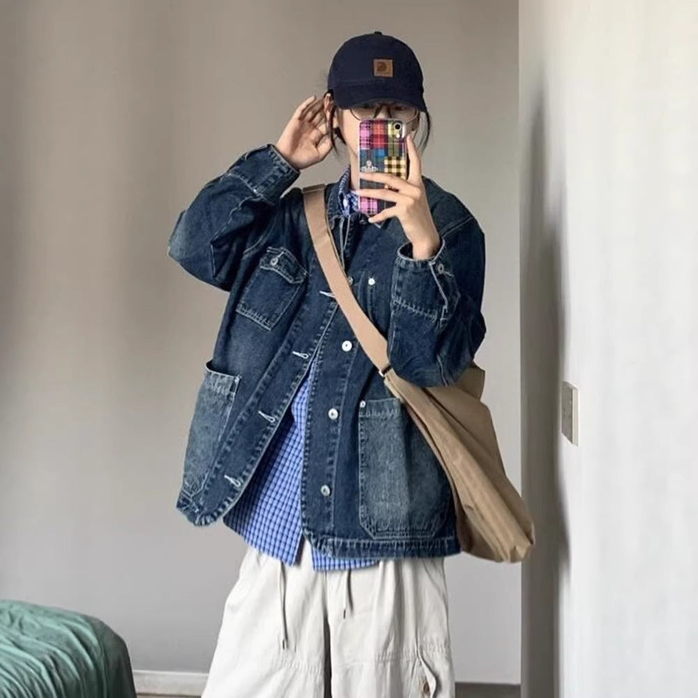 Kvinnors mode denimjacka med stora fickor Mirla-Eva Jonsson