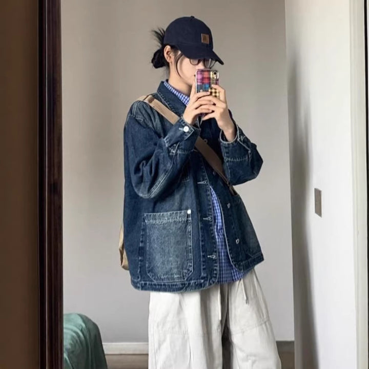 Kvinnors mode denimjacka med stora fickor Mirla-Eva Jonsson