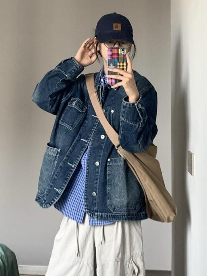 Kvinnors mode denimjacka med stora fickor Mirla-Eva Jonsson