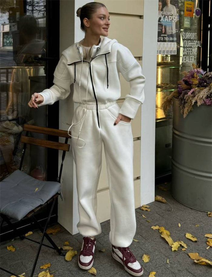 Kvinnors mode fleece jumpsuit med huva och elastisk midja Mirla-Eva Jonsson