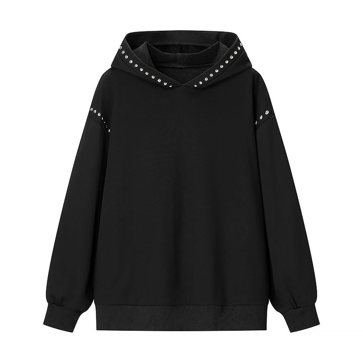 Kvinnors mode hooded sweatshirt med eleganta nitar dekorationer Mirla-Eva Jonsson