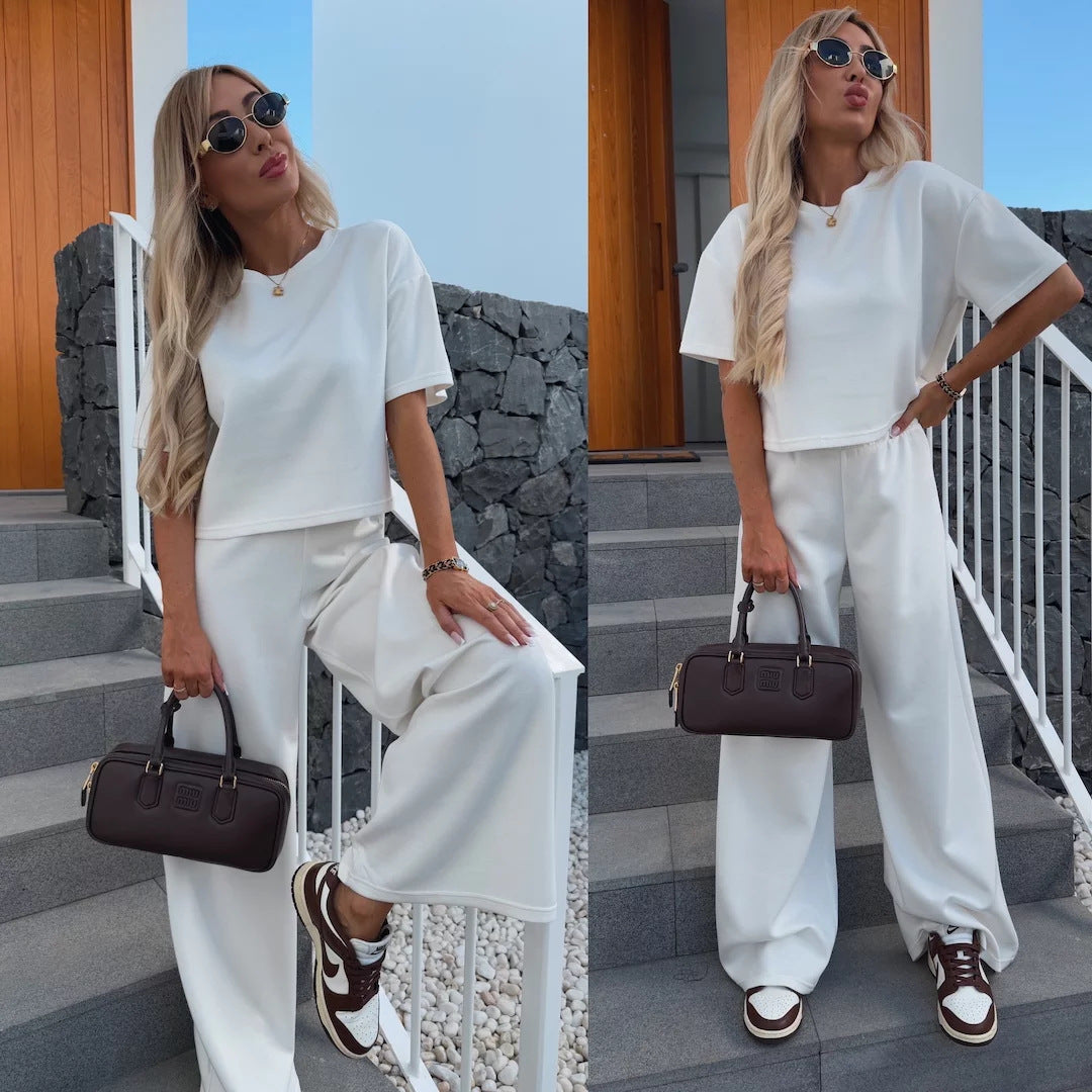 Kvinnors mode kort topp och breda byxset Mirla-Eva Jonsson