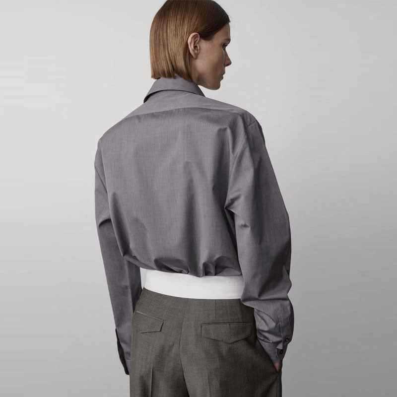 Kvinnors mode långärmad blus med modern skärning och fin struktur Mirla-Eva Jonsson