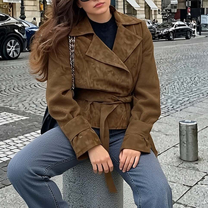 Kvinnors mode mockajacka med bälte och lyxig komfort Mirla-Eva Jonsson