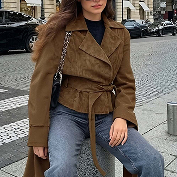Kvinnors mode mockajacka med bälte och lyxig komfort Mirla-Eva Jonsson