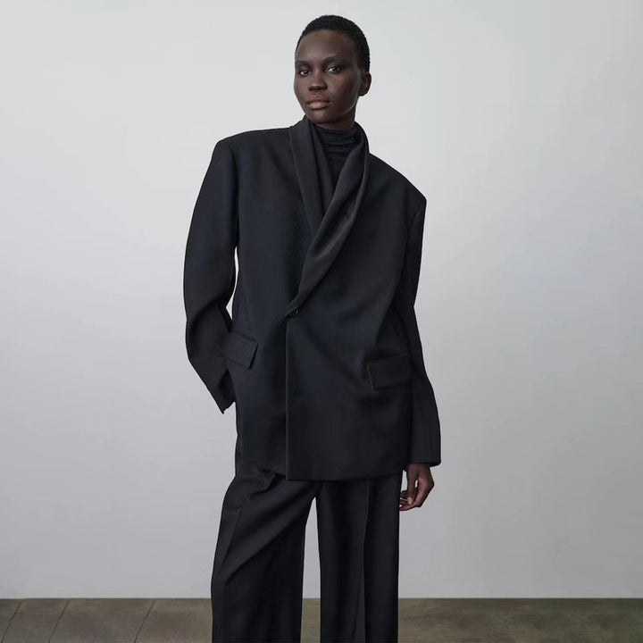 Kvinnors mode oversize blazer med draperad framsida Mirla-Eva Jonsson