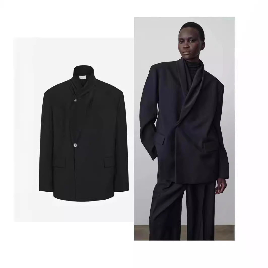 Kvinnors mode oversize blazer med draperad framsida Mirla-Eva Jonsson