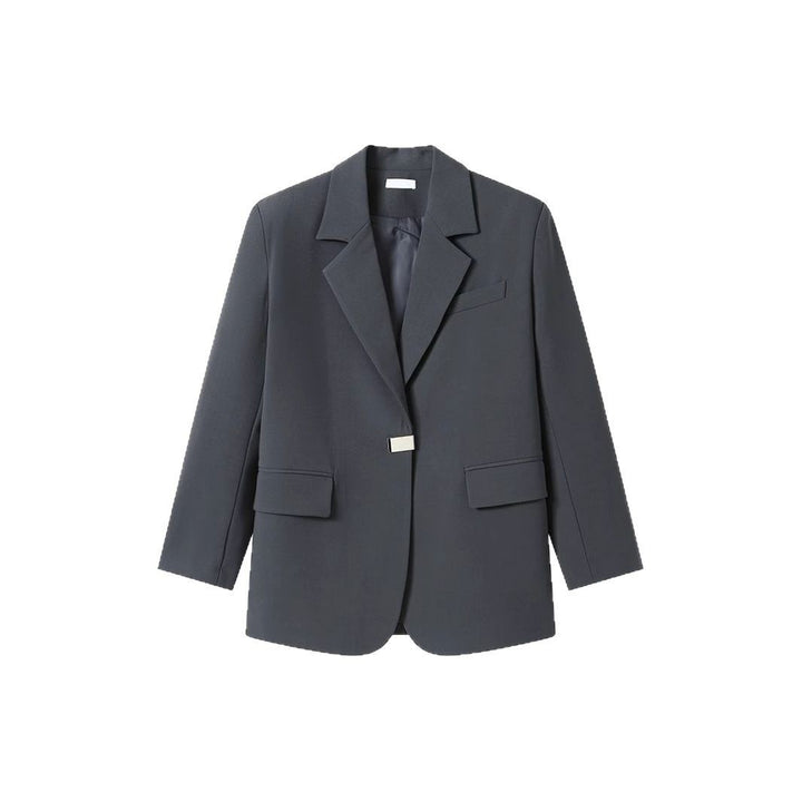 Kvinnors mode oversized blazer med elegant skärning och dekorativt smyckeselement Mirla-Eva Jonsson