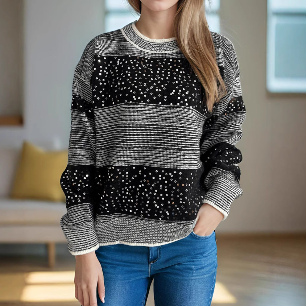Kvinnors mode sweatshirt med glittrande paljetterapplikationer Mirla-Eva Jonsson
