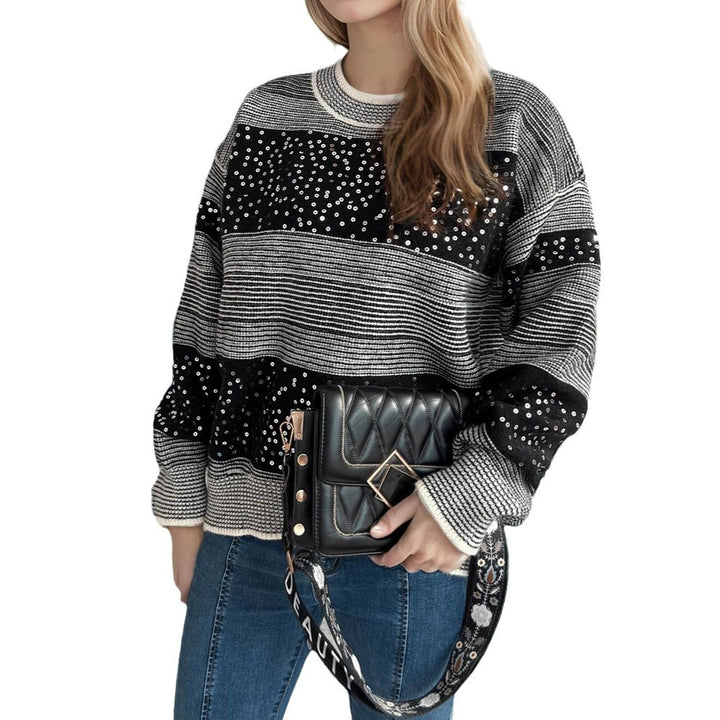 Kvinnors mode sweatshirt med glittrande paljetterapplikationer Mirla-Eva Jonsson