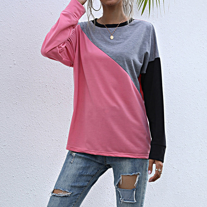 Kvinnors mode sweatshirt med kontrasterande färgblock Mirla-Eva Jonsson
