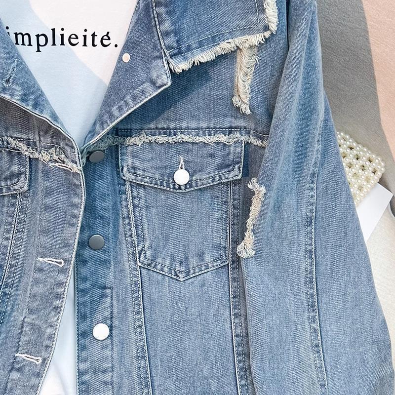 Kvinnors modejeansjacka med fransade detaljer Mirla-Eva Jonsson