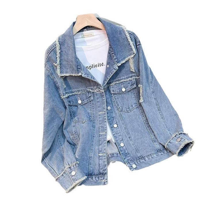 Kvinnors modejeansjacka med fransade detaljer Mirla-Eva Jonsson
