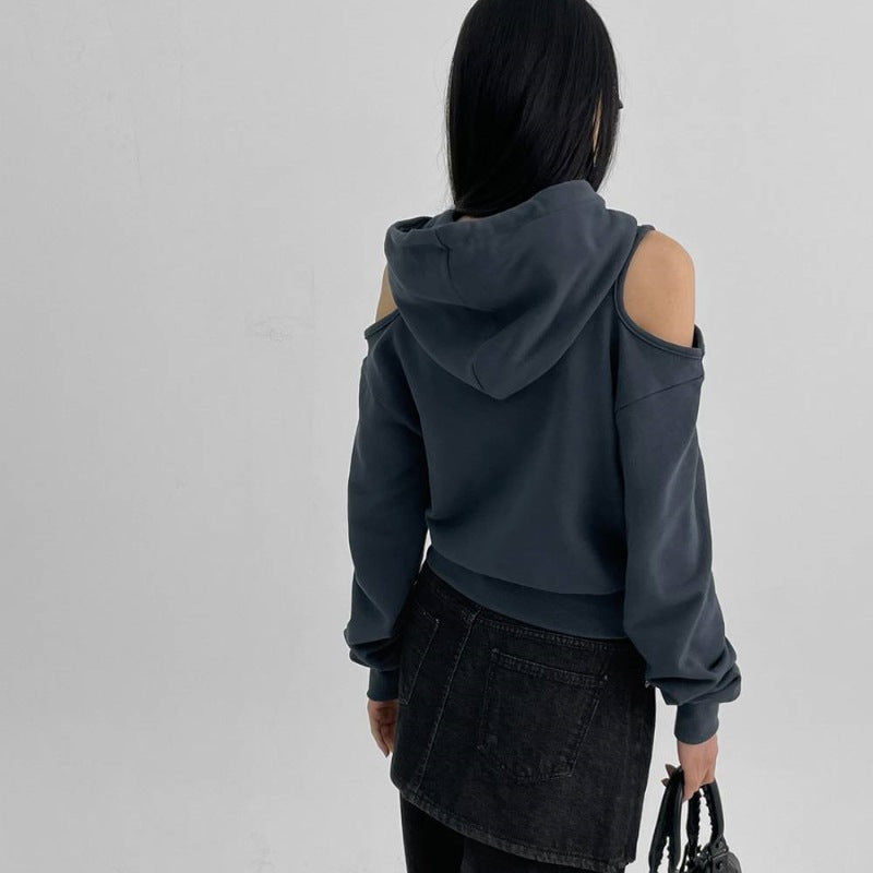 Kvinnors modekort hoodie med utskurna ärmar Mirla-Eva Jonsson