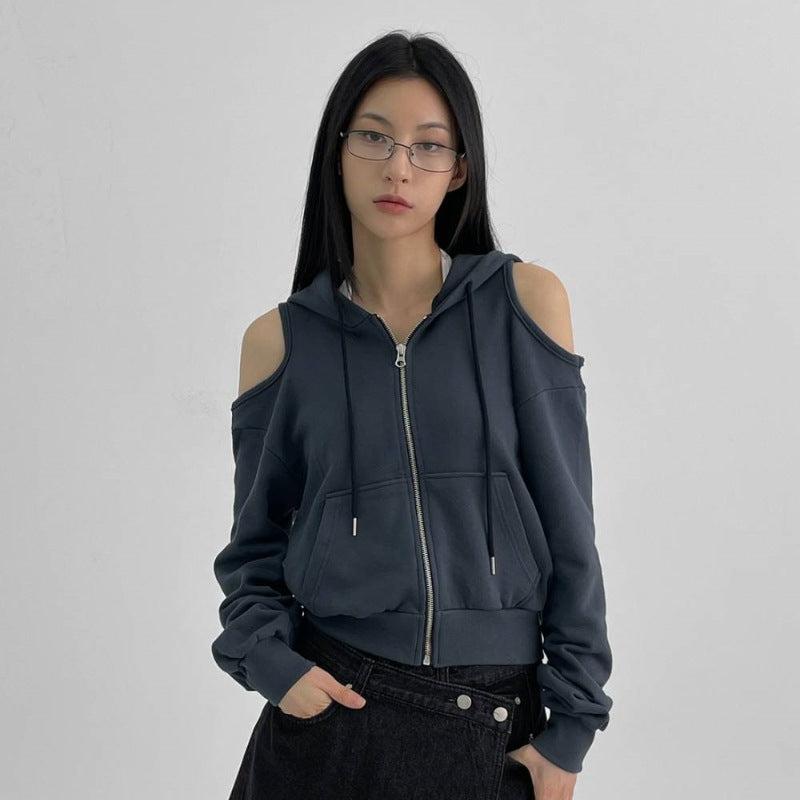Kvinnors modekort hoodie med utskurna ärmar Mirla-Eva Jonsson