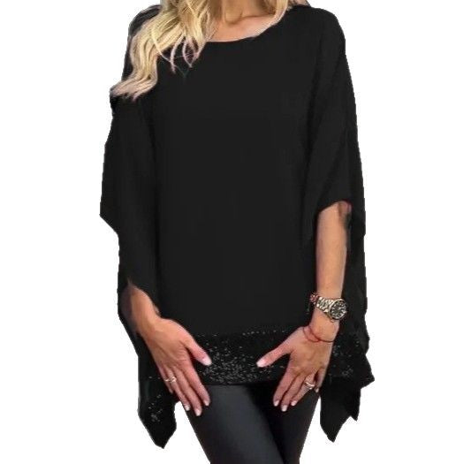 Kvinnors moderiktig poncho-top med elegant spetsavslutning Mirla-Eva Jonsson