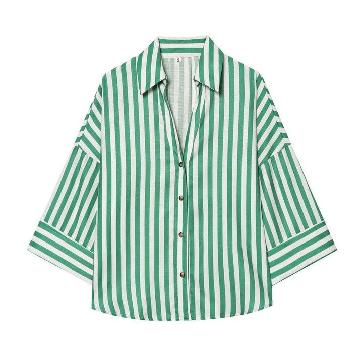 Kvinnors modern randig blus med oversized skärning Mirla-Eva Jonsson