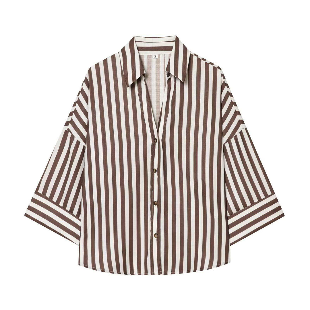 Kvinnors modern randig blus med oversized skärning Mirla-Eva Jonsson