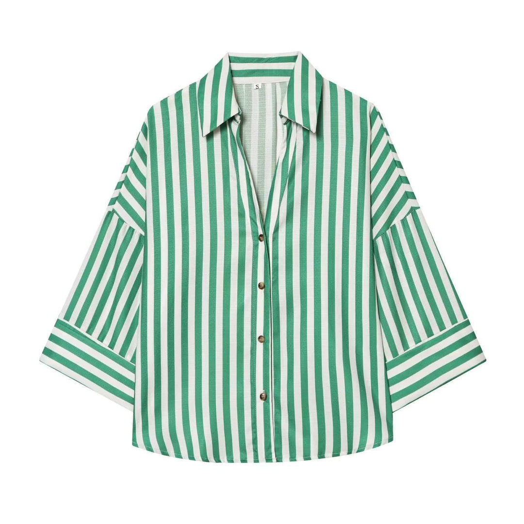 Kvinnors modern randig blus med oversized skärning Mirla-Eva Jonsson