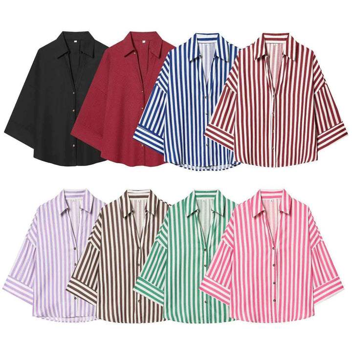 Kvinnors modern randig blus med oversized skärning Mirla-Eva Jonsson