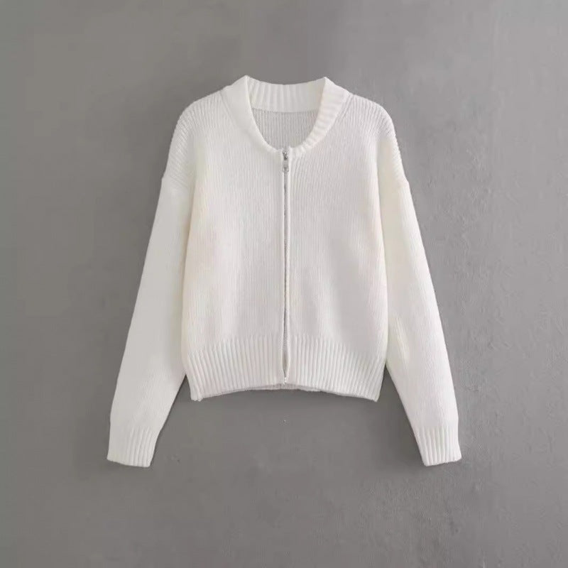 Kvinnors moderna cardigan med voluminösa ärmar och dragkedja Mirla-Eva Jonsson