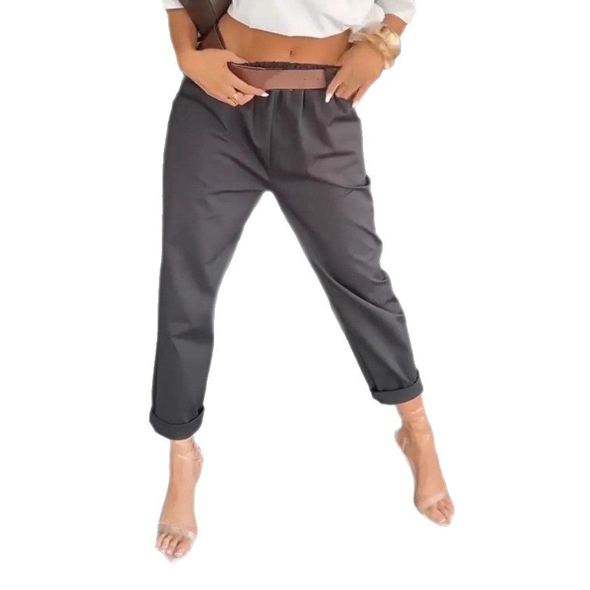 Kvinnors moderna chinos med elastisk midja och vida ben Mirla-Eva Jonsson