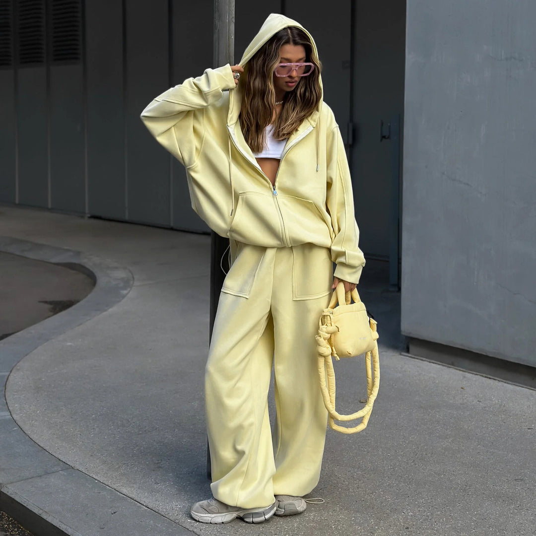 Kvinnors mönstrade oversized sweatshirtjacka med bred skärning och elastisk nederkant Mirla-Eva Jonsson