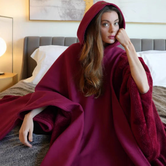 Kvinnors multifunktionell poncho filt med huva Mirla-Eva Jonsson