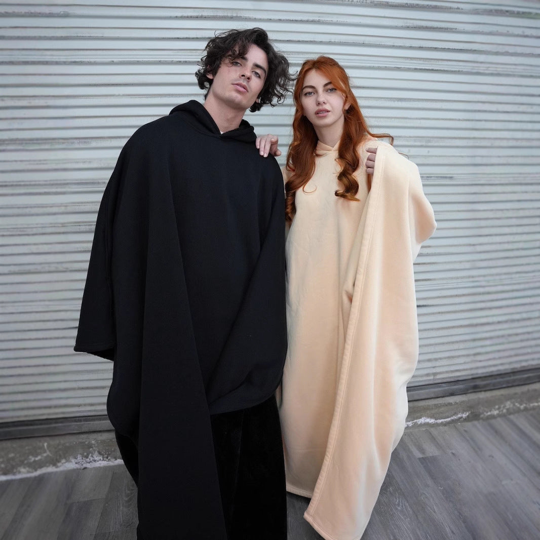 Kvinnors multifunktionell poncho filt med huva Mirla-Eva Jonsson