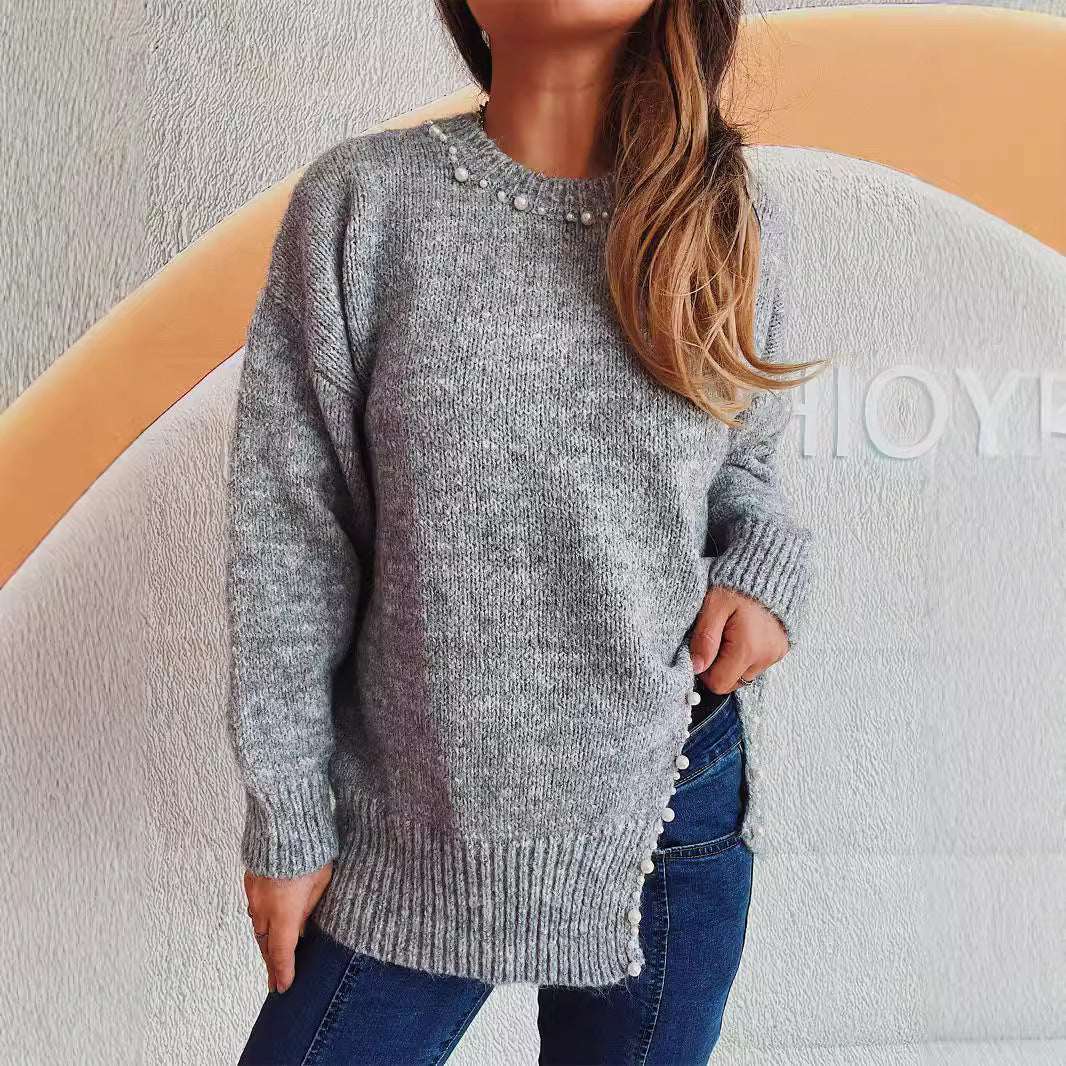 Kvinnors mysig tröja med delikat pärldekoration Mirla-Eva Jonsson