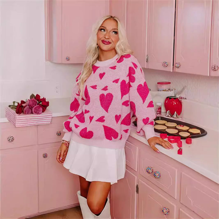 Kvinnors mysig tröja med lekfullt hjärtmotiv Mirla-Eva Jonsson