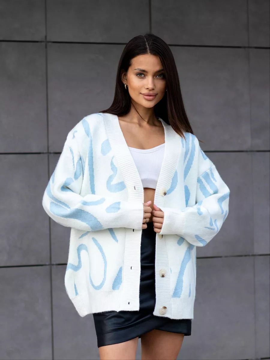 Kvinnors mysiga cardigan med elegant mönster Mirla-Eva Jonsson