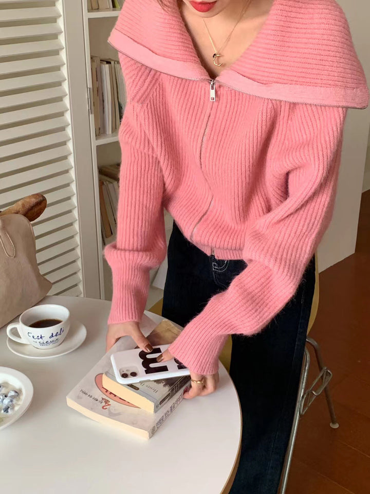 Kvinnors mysiga cardigan med öppen framsida och stiligt krage Mirla-Eva Jonsson