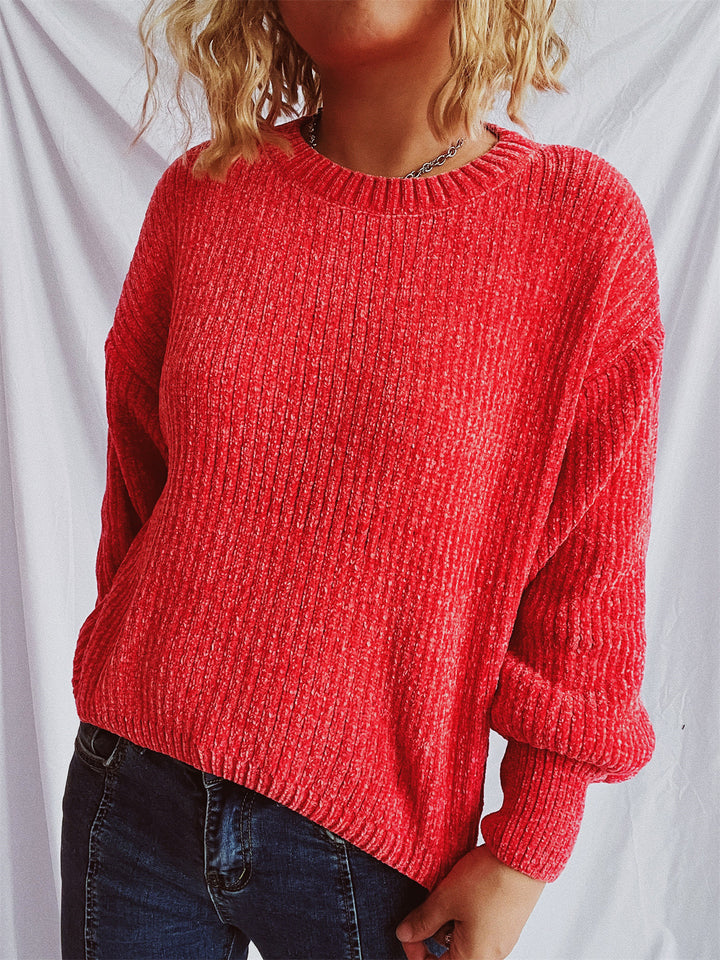 Kvinnors mysiga chunky stickad tröja med vida ärmar och texturerad design Mirla-Eva Jonsson