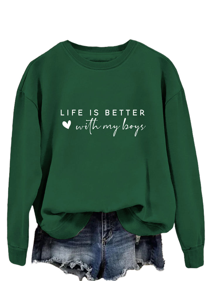 Kvinnors mysiga crew neck tröja med inspirerande tryck Mirla-Eva Jonsson