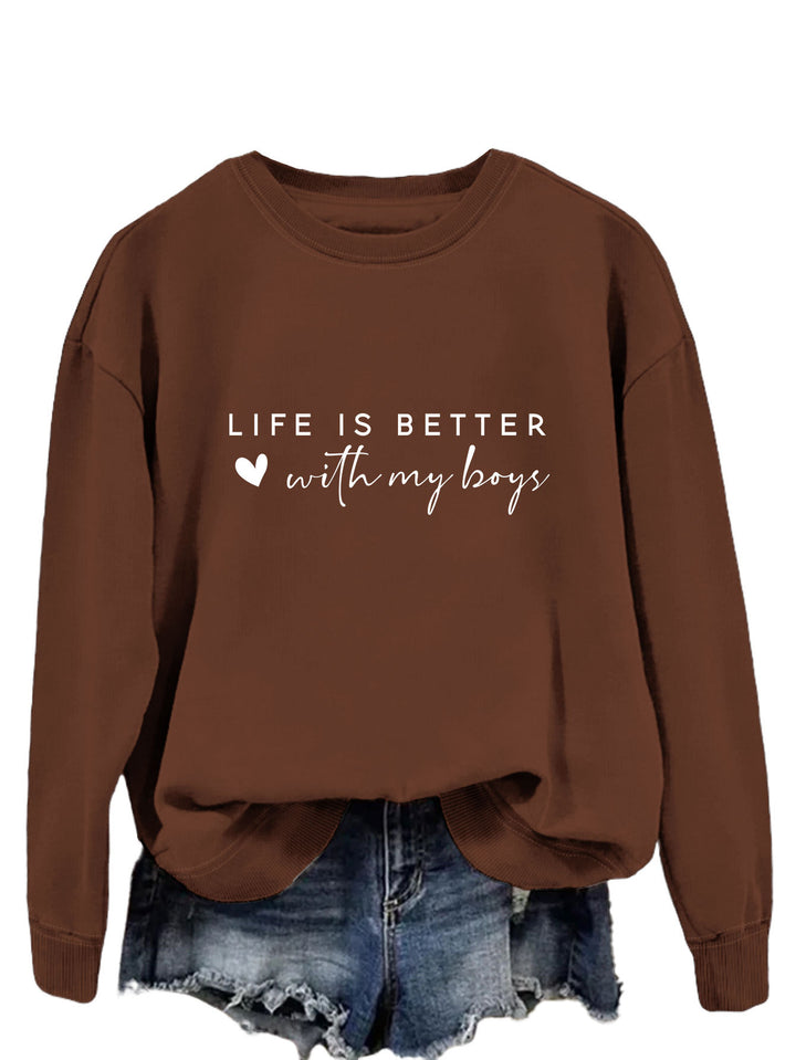 Kvinnors mysiga crew neck tröja med inspirerande tryck Mirla-Eva Jonsson