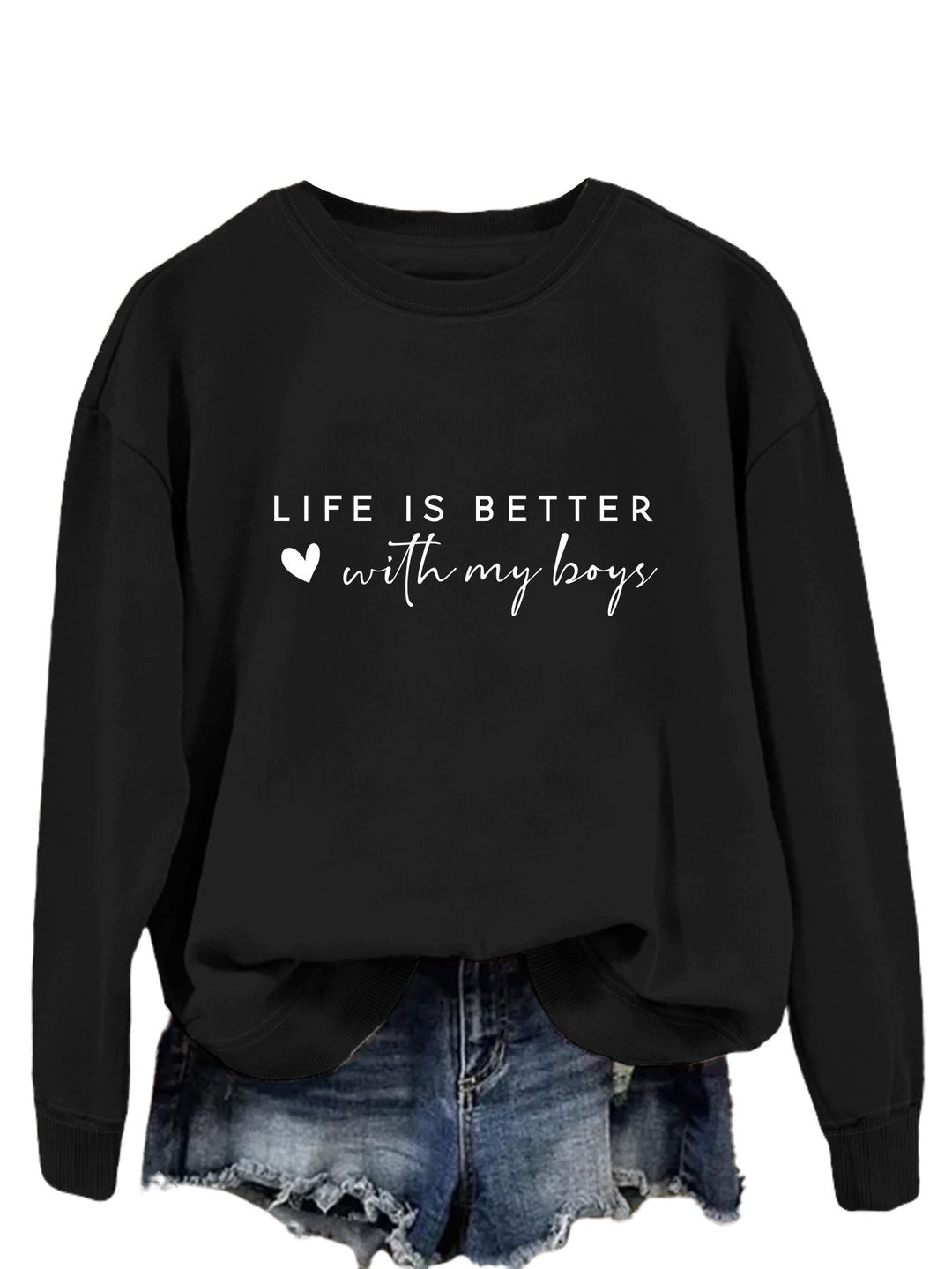 Kvinnors mysiga crew neck tröja med inspirerande tryck Mirla-Eva Jonsson