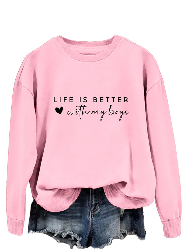 Kvinnors mysiga crew neck tröja med inspirerande tryck Mirla-Eva Jonsson