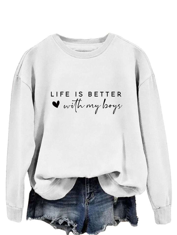 Kvinnors mysiga crew neck tröja med inspirerande tryck Mirla-Eva Jonsson