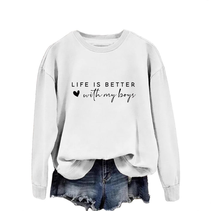Kvinnors mysiga crew neck tröja med inspirerande tryck Mirla-Eva Jonsson