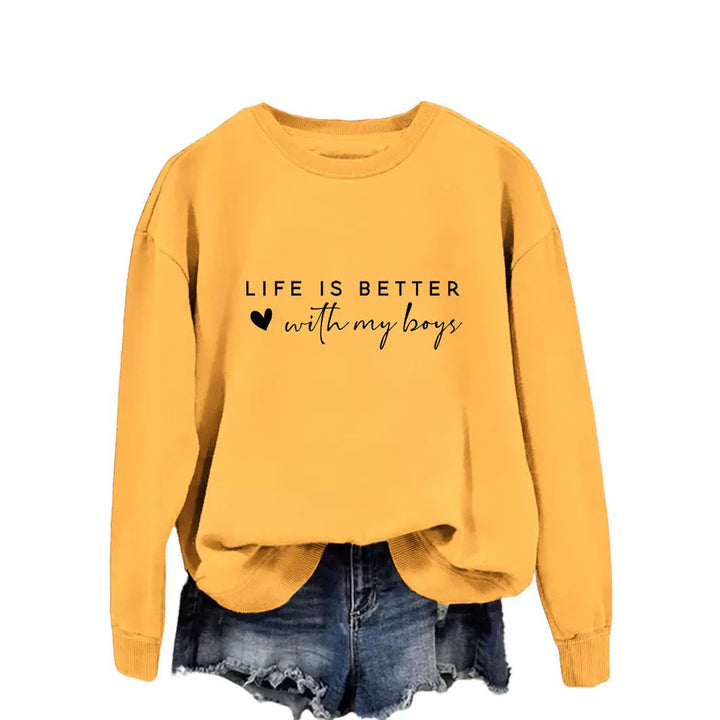 Kvinnors mysiga crew neck tröja med inspirerande tryck Mirla-Eva Jonsson
