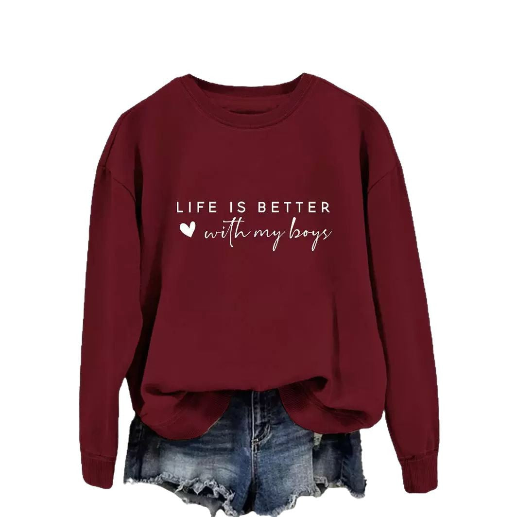 Kvinnors mysiga crew neck tröja med inspirerande tryck Mirla-Eva Jonsson