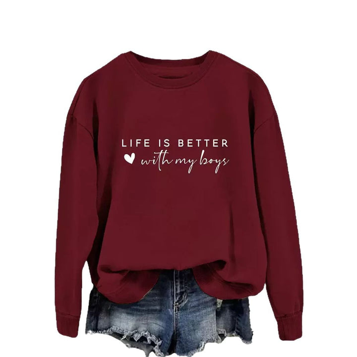 Kvinnors mysiga crew neck tröja med inspirerande tryck Mirla-Eva Jonsson