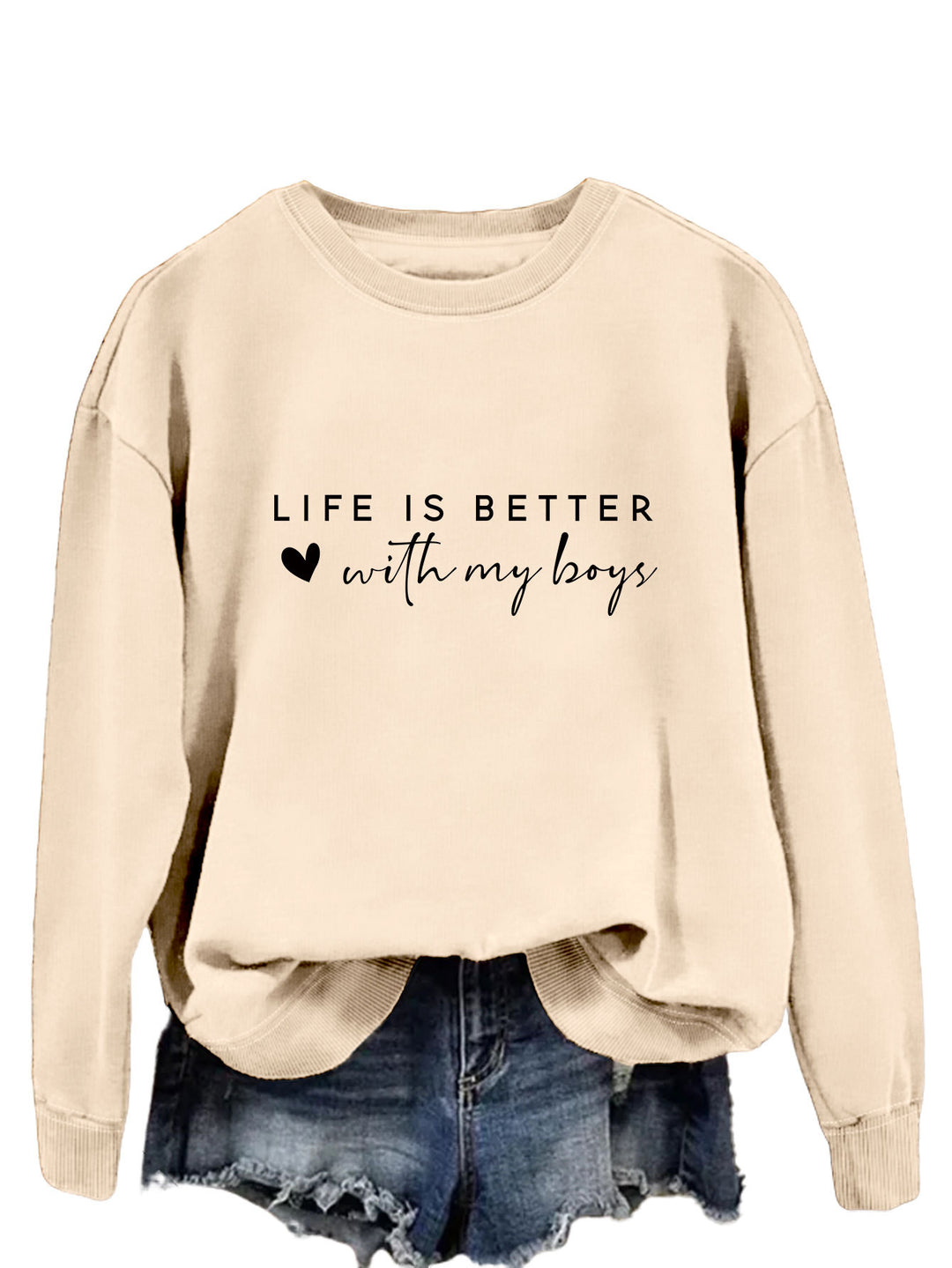 Kvinnors mysiga crew neck tröja med inspirerande tryck Mirla-Eva Jonsson