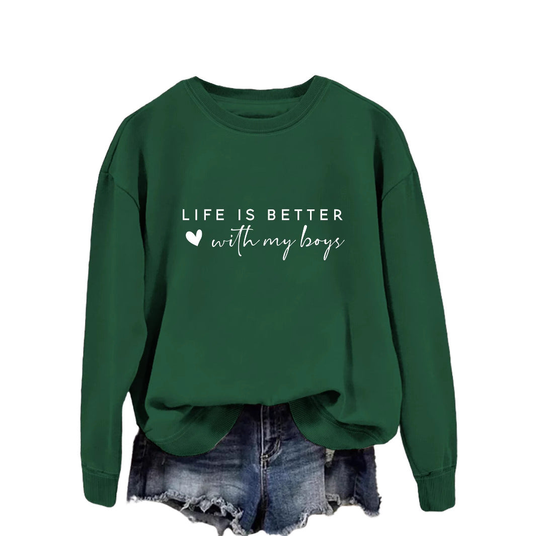 Kvinnors mysiga crew neck tröja med inspirerande tryck Mirla-Eva Jonsson