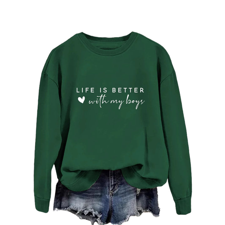 Kvinnors mysiga crew neck tröja med inspirerande tryck Mirla-Eva Jonsson