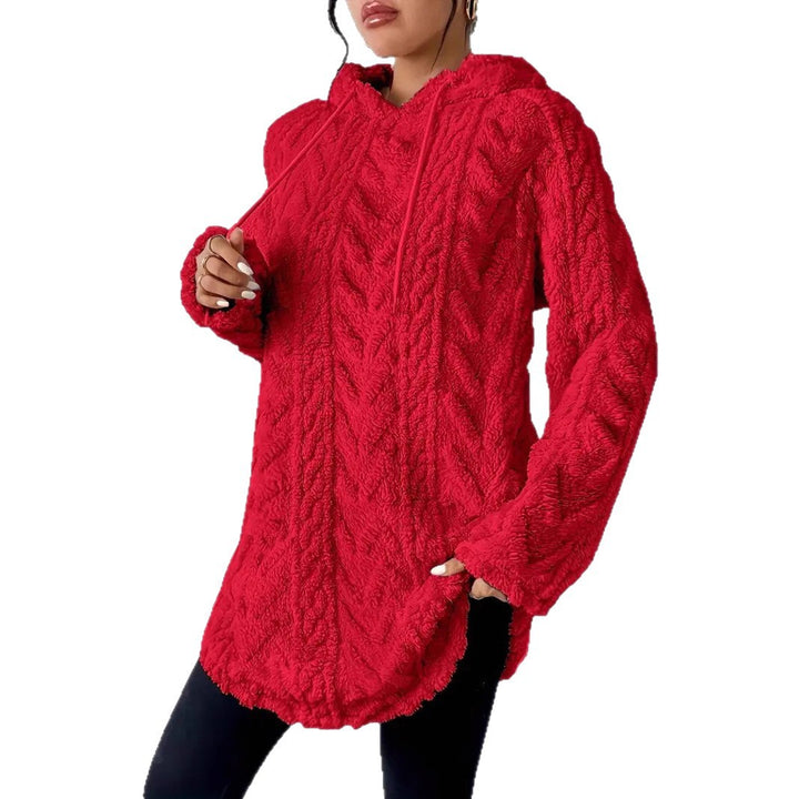 Kvinnors mysiga fleece hoodie-jacka med texturerad ribbdesign Mirla-Eva Jonsson
