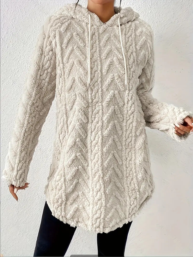 Kvinnors mysiga fleece hoodie-jacka med texturerad ribbdesign Mirla-Eva Jonsson