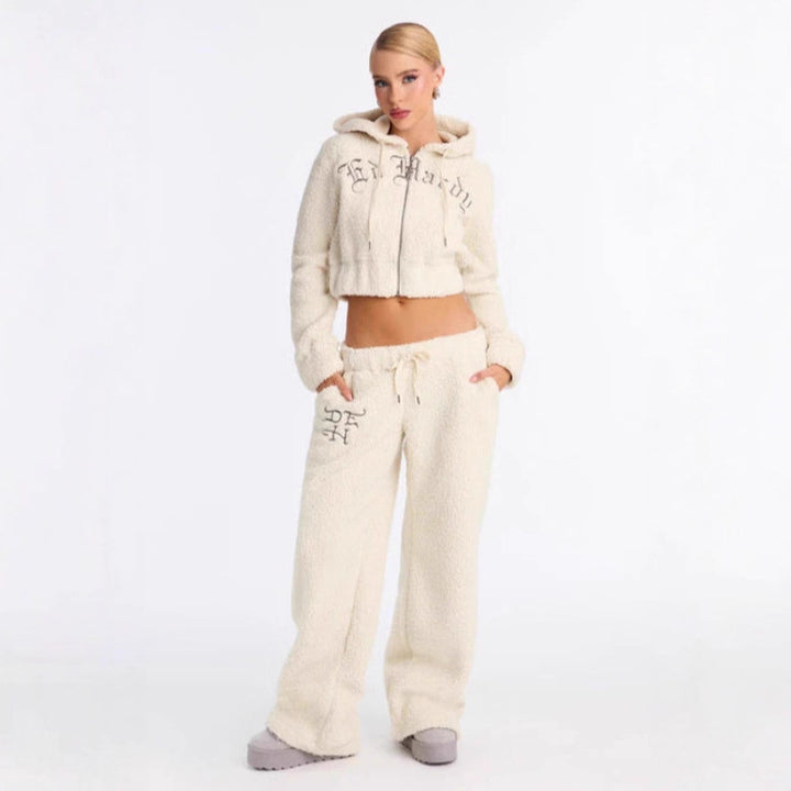 Kvinnors mysiga fleeceset med hoodie och lös passform Mirla-Eva Jonsson