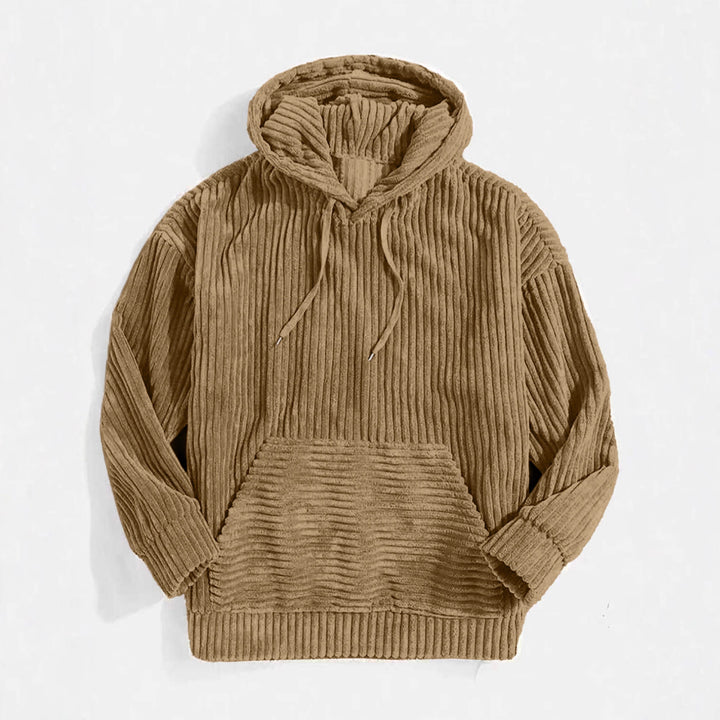 Kvinnors mysiga hoodie i modern ribbdesign Mirla-Eva Jonsson